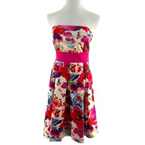 APNY Watercolor Floral Strapless Dress Size 6